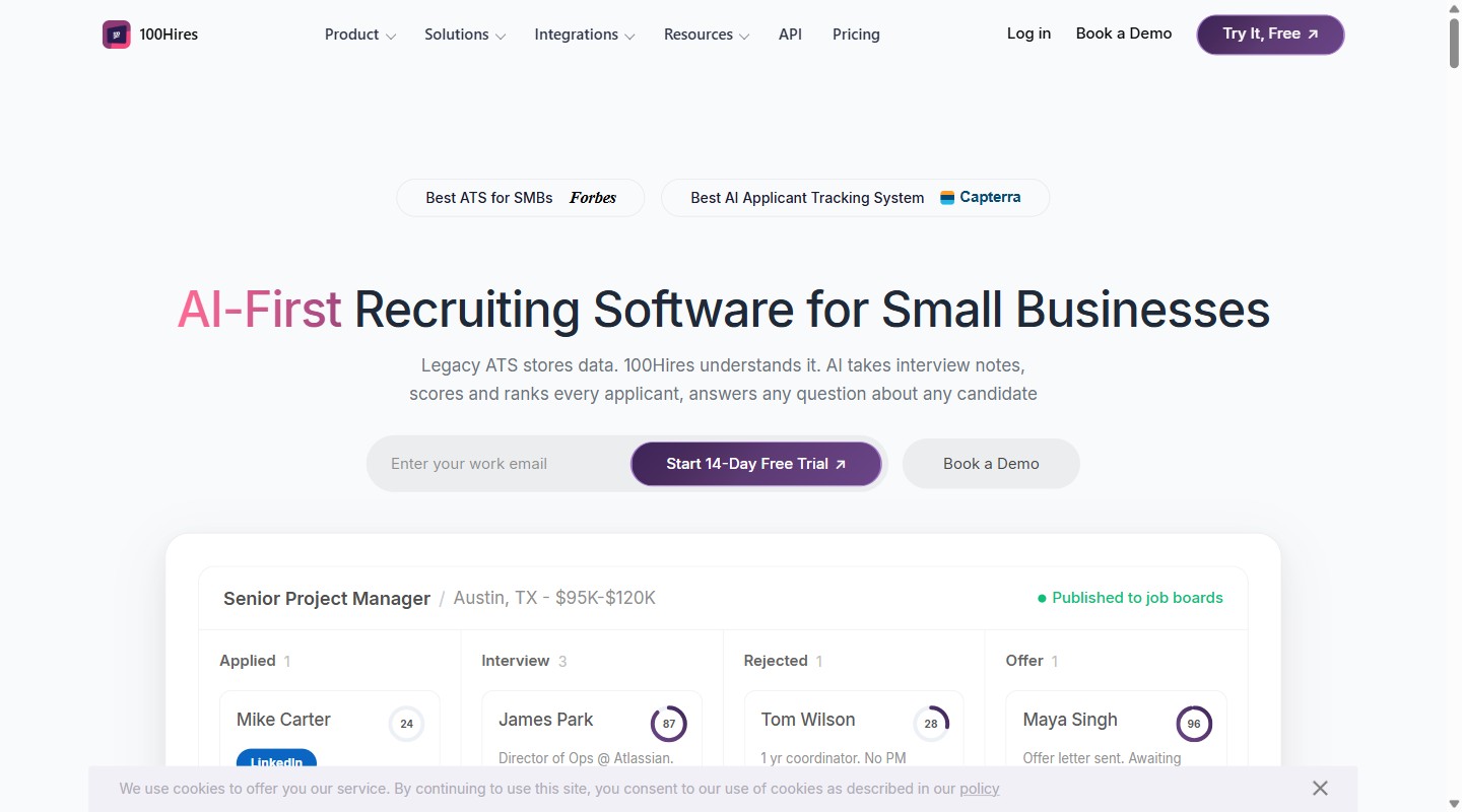 100Hires homepage hero