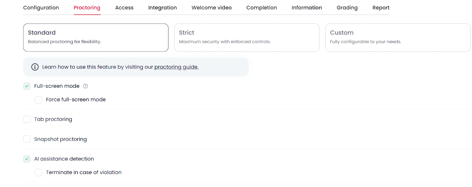Proctoring and anti-cheating features offered by Testlify