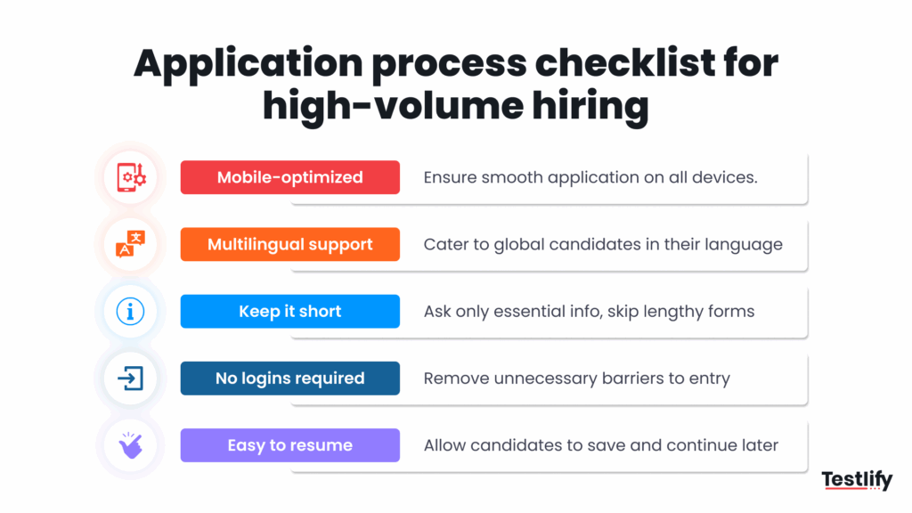 Application process checklist for high-volume hiring with tips