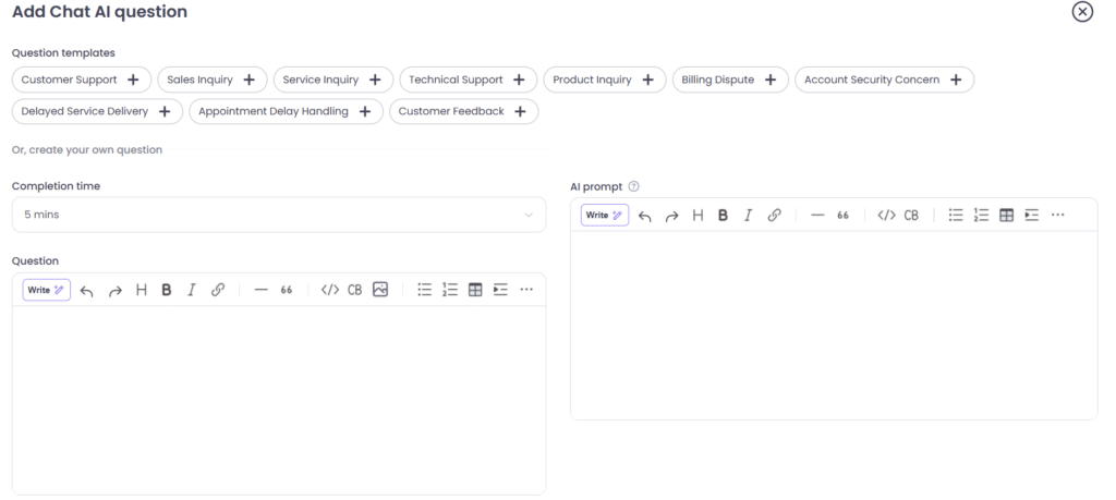 AI Chat simulation questions