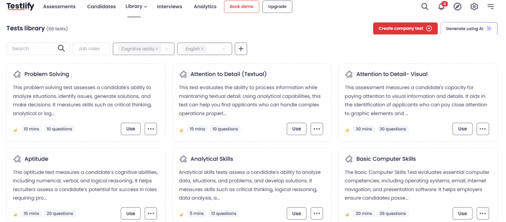 Cognitive ability assessments