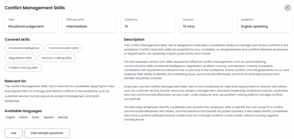 Conflict management skills assessment