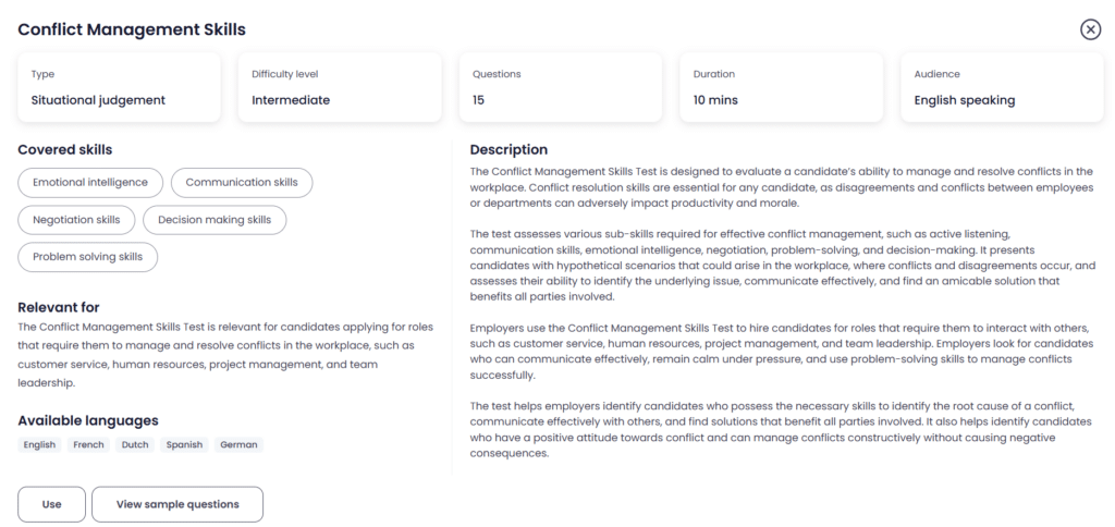 Conflict management skills assessment