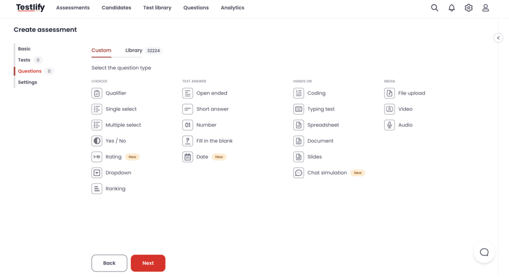 The main types of assessment questions in a hiring assessment