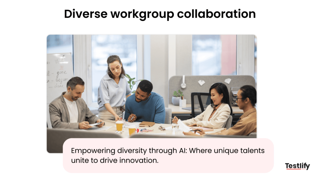 Diverse team collaborating, the outcome of a bias-free hiring process