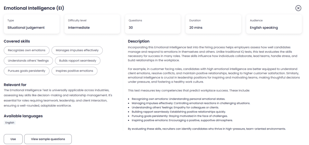 Emotional intelligence assessment