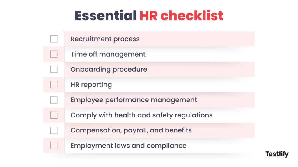 HR checklist essentials for recruiters