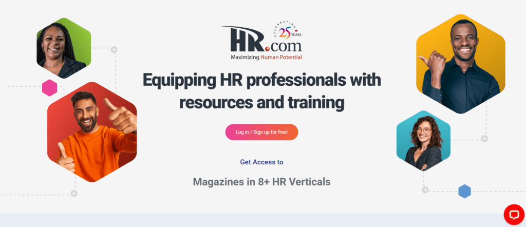 Home page of the HR.com website