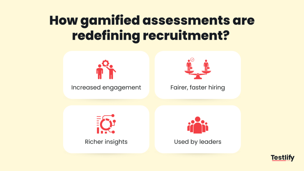 Types of gamified assessments for enterprise hiring: situational judgment, cognitive ability games, behavioral assessments, and skills challenges