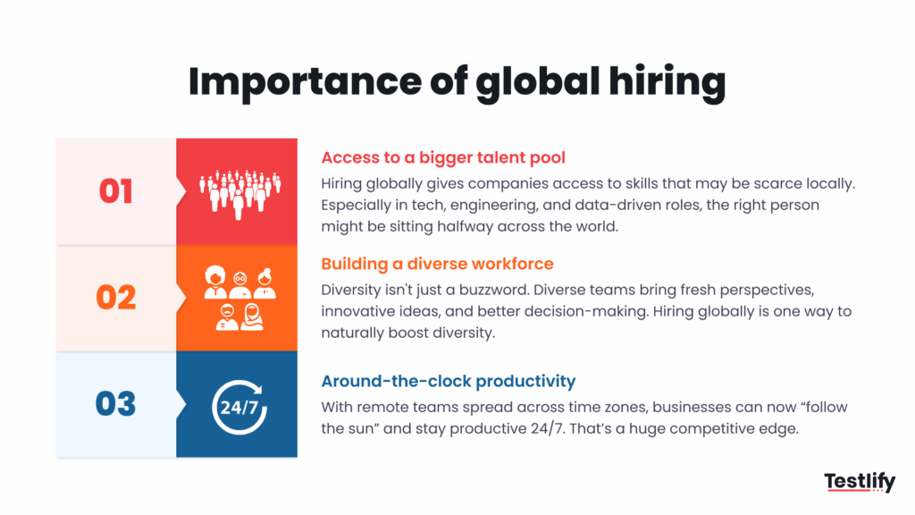 Infographic showing the benefits of global hiring for enterprises