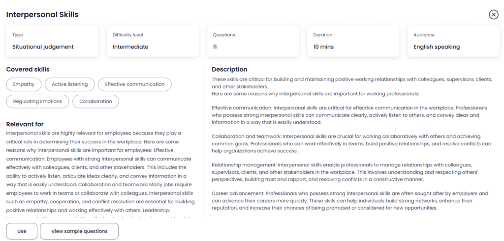 Interpersonal skills assessment