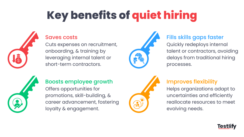 Image showing the key benefits of quiet hiring