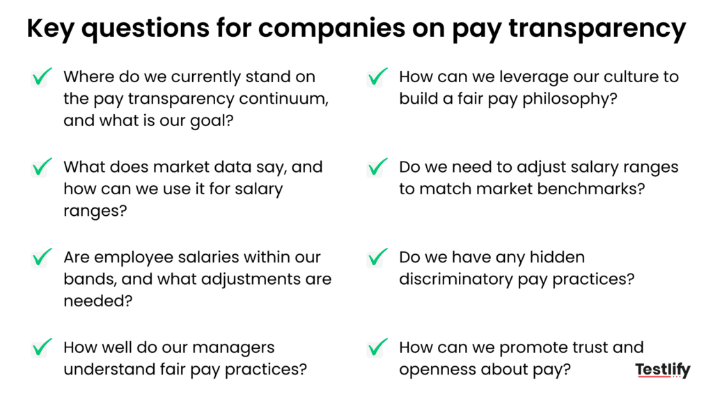 Questions for companies  to know before implementing pay transparency
