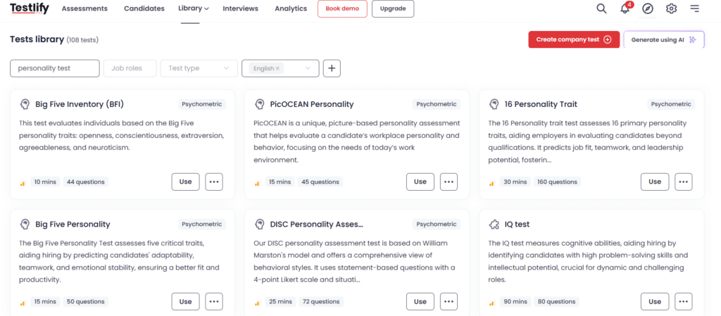 Personality assessments