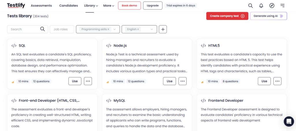Programming test library