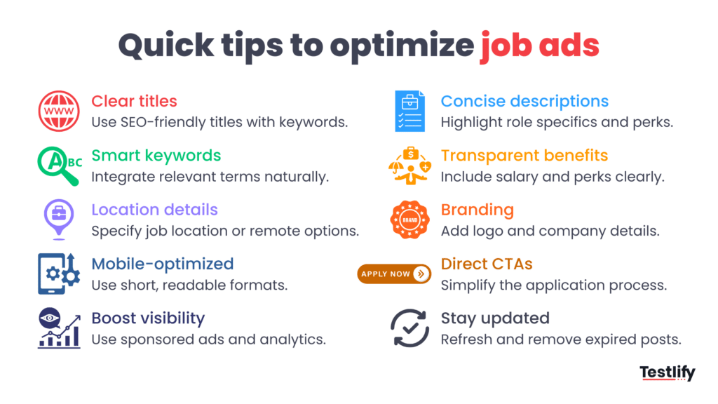 Image showing quick tips to optimize job ads