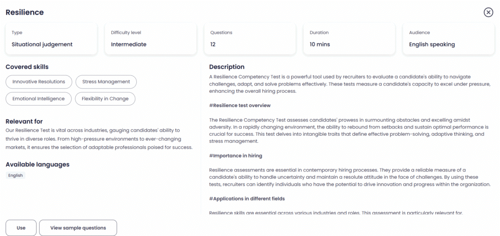 Resilience assessment