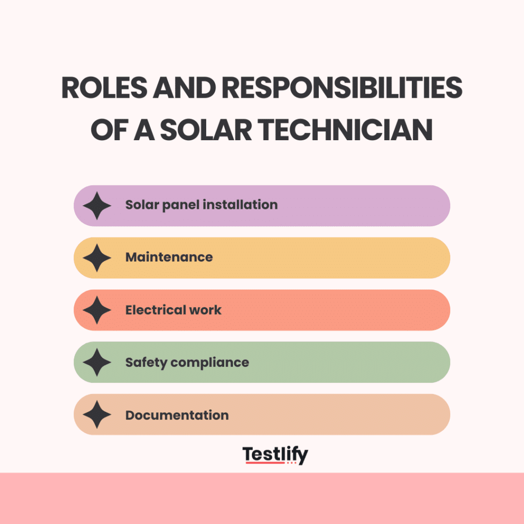 Roles and responsibilities of a solar technician