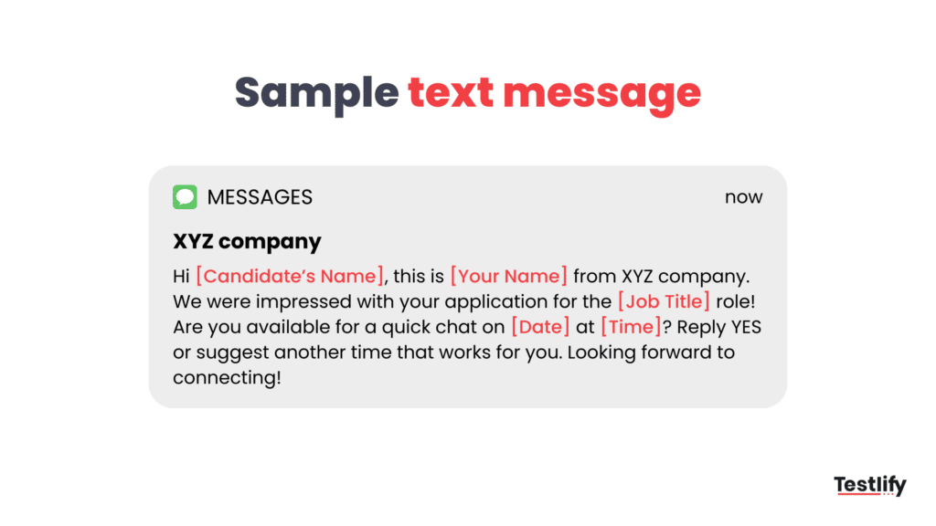 Sample text recruiting message