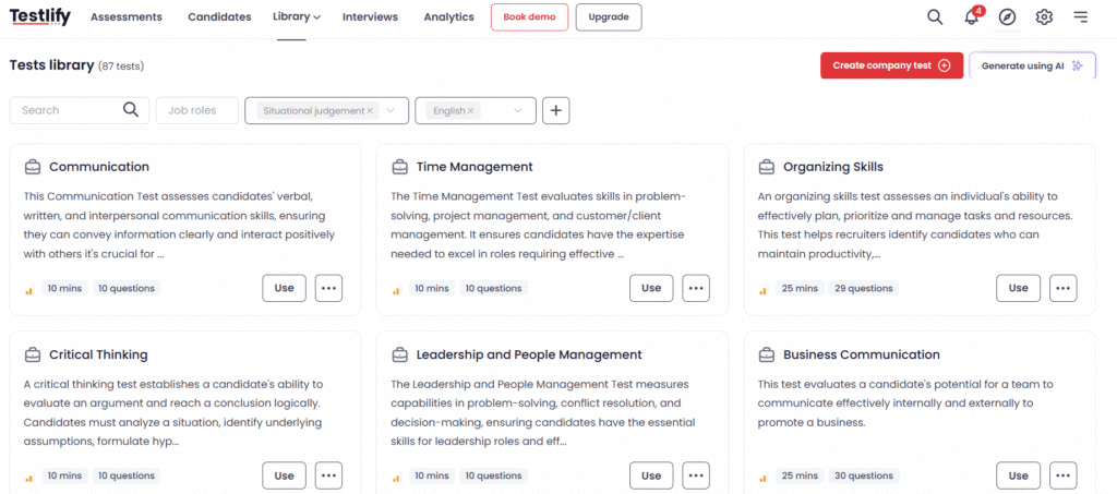Situational judgement assessment