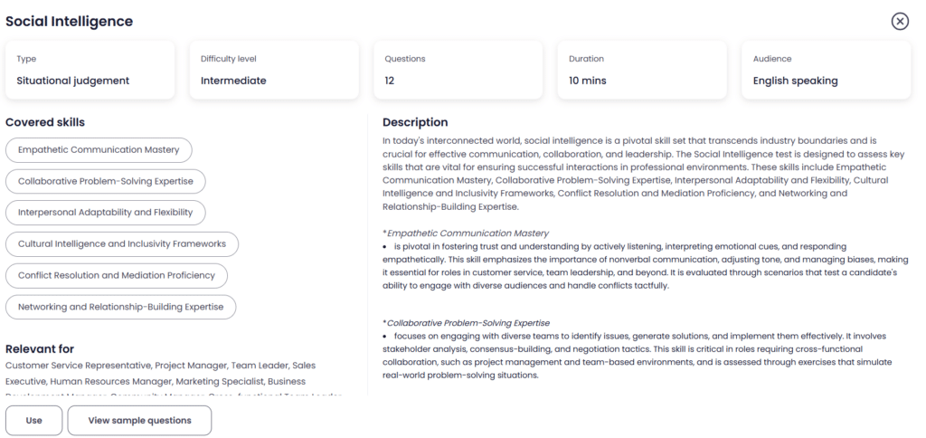 Social intelligence assessment