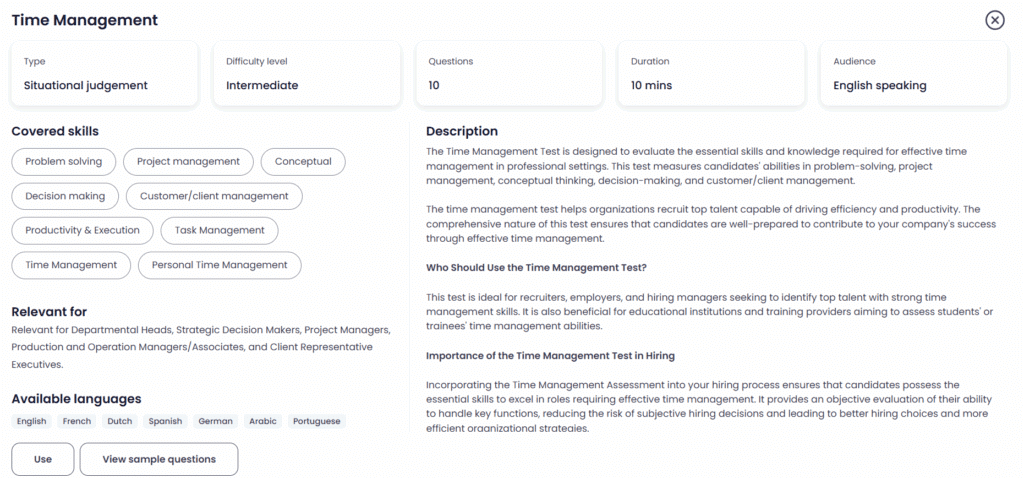 Time management assessment