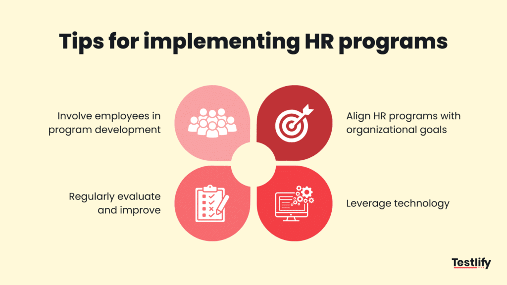 Infographic for tips for implementing HR programs