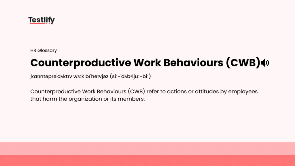 Image showing the meaning of Counterproductive Work Behaviours (CWB)