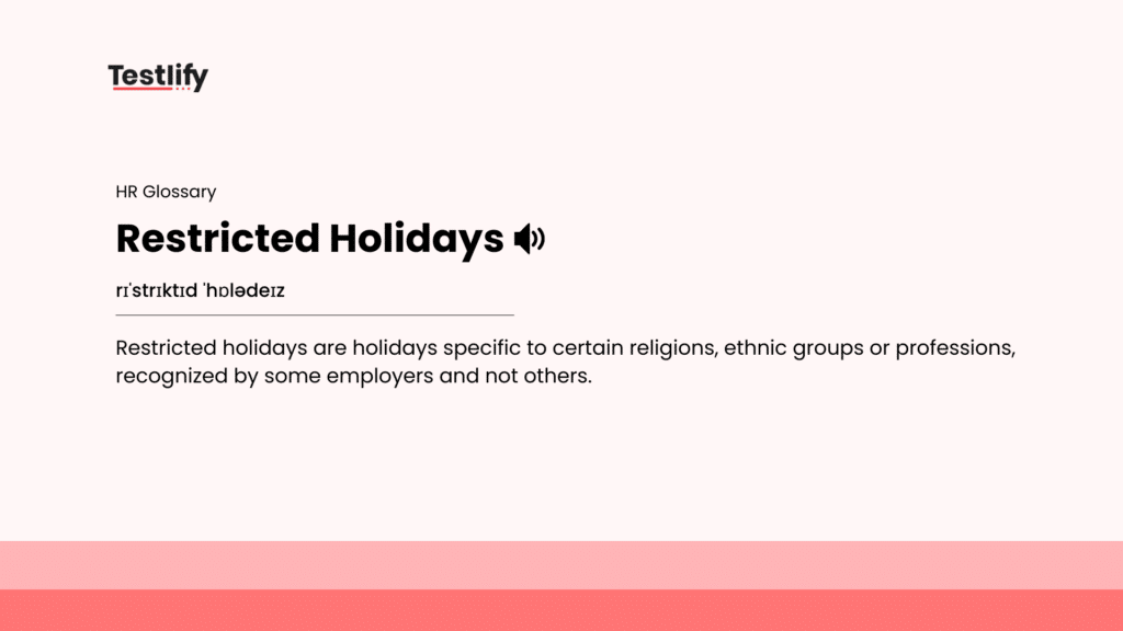 Image showing the meaning of restricted holidays