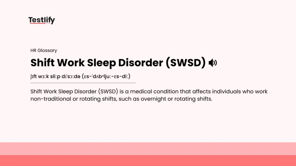 Image showing the meaning of Shift Work Sleep Disorder (SWSD)