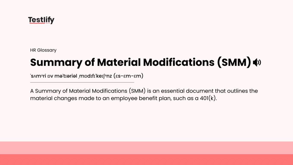 Image showing the meaning of Summary of Material Modifications (SMM)