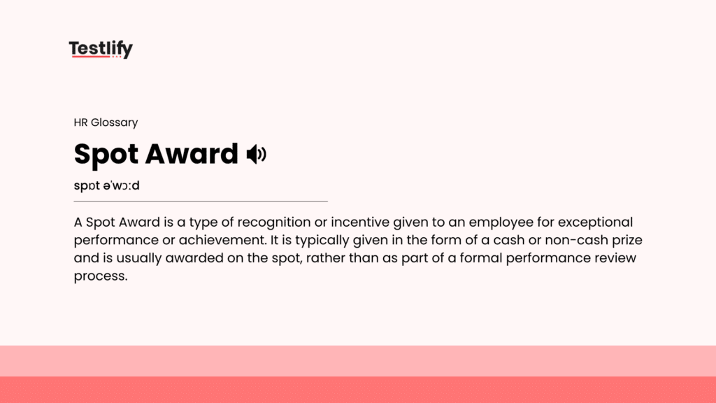 Image showing the meaning of Spot Award