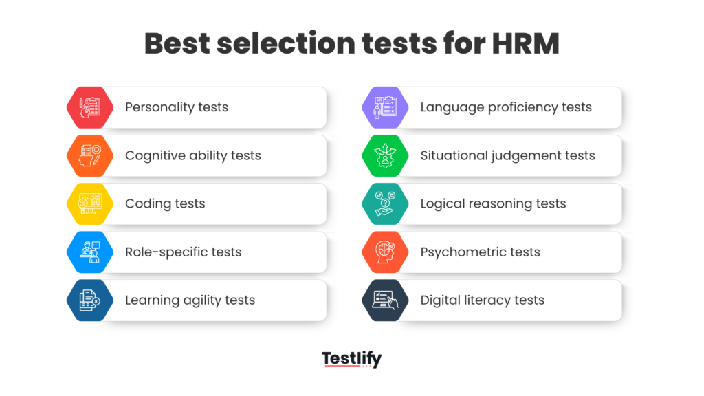 Different types of pre-employment selection tests for human resource managers (HRM)