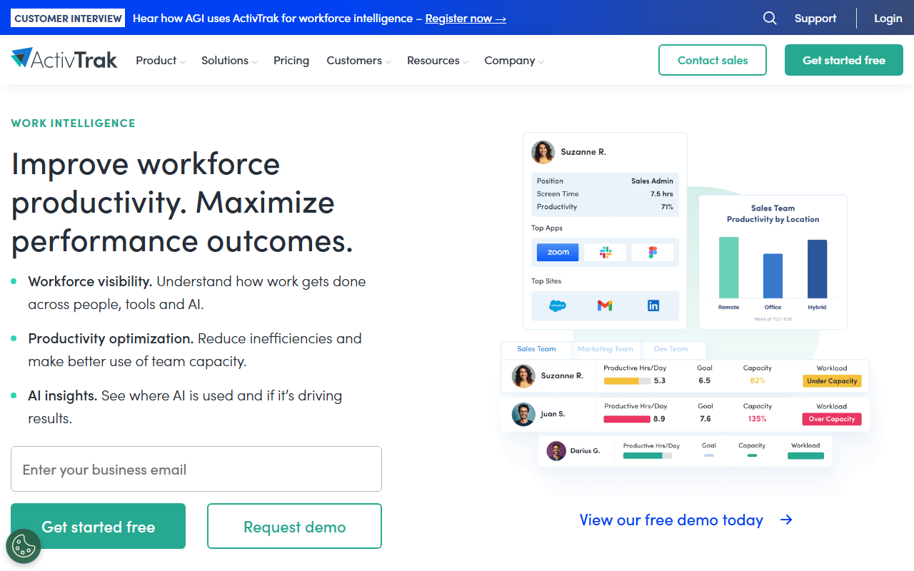 ActivTrak homepage hero