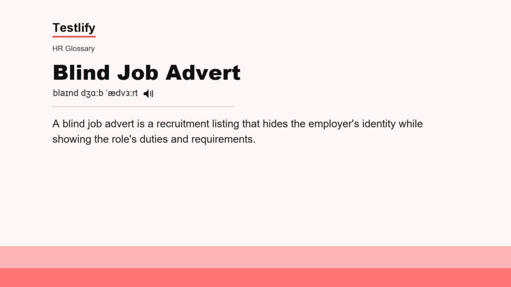 image showing the meaning of job blind advert