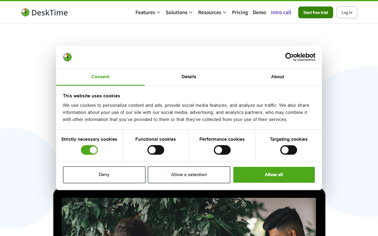 DeskTime homepage hero
