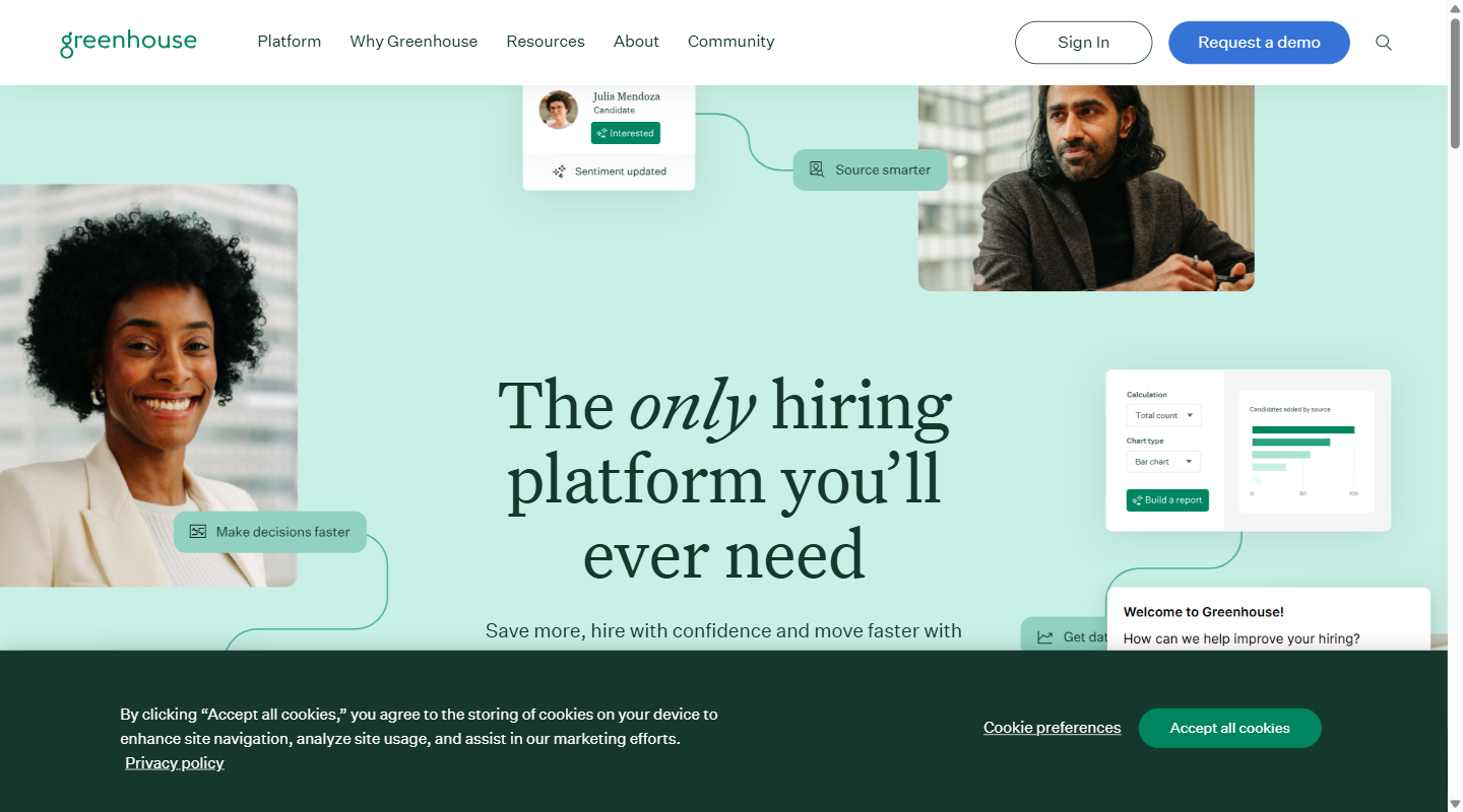 Greenhouse homepage hero