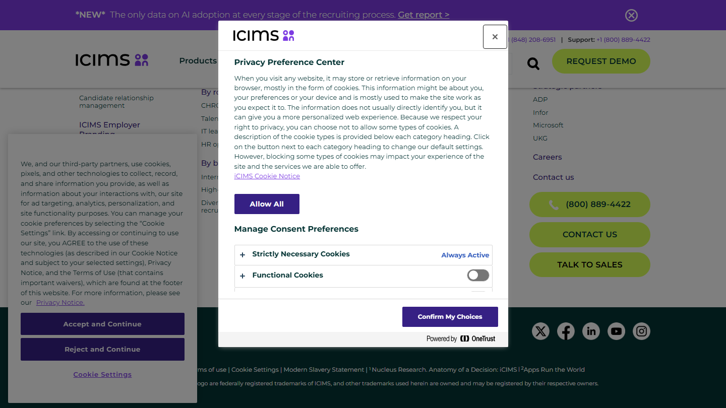 iCIMS Talent Cloud ATS platform homepage hero section
