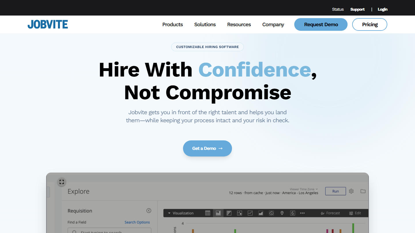 Jobvite talent acquisition platform homepage hero section