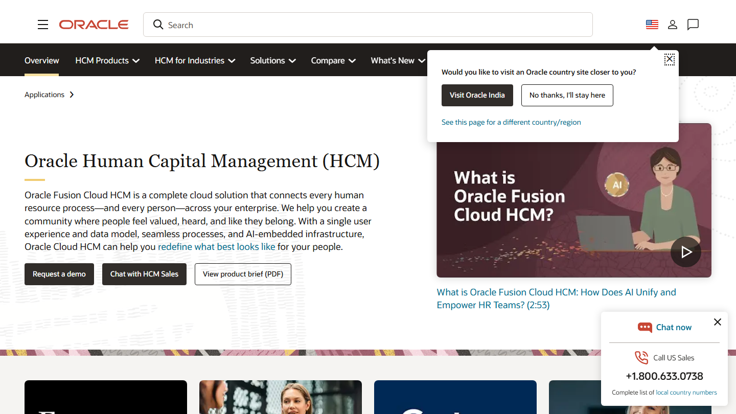 Oracle HCM Recruiting cloud platform homepage hero section