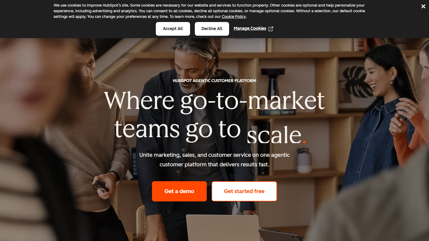 Hubspot homepage screenshot