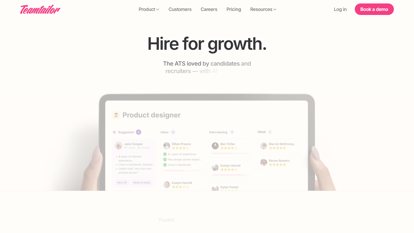 Teamtailor homepage screenshot