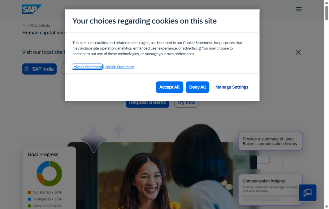 SAP SuccessFactors recruiting platform homepage hero section
