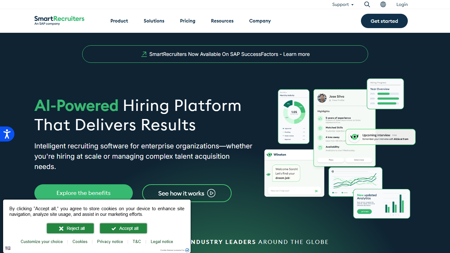 SmartRecruiters enterprise ATS platform homepage hero section