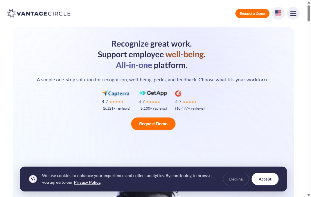 Vantage Circle homepage screenshot