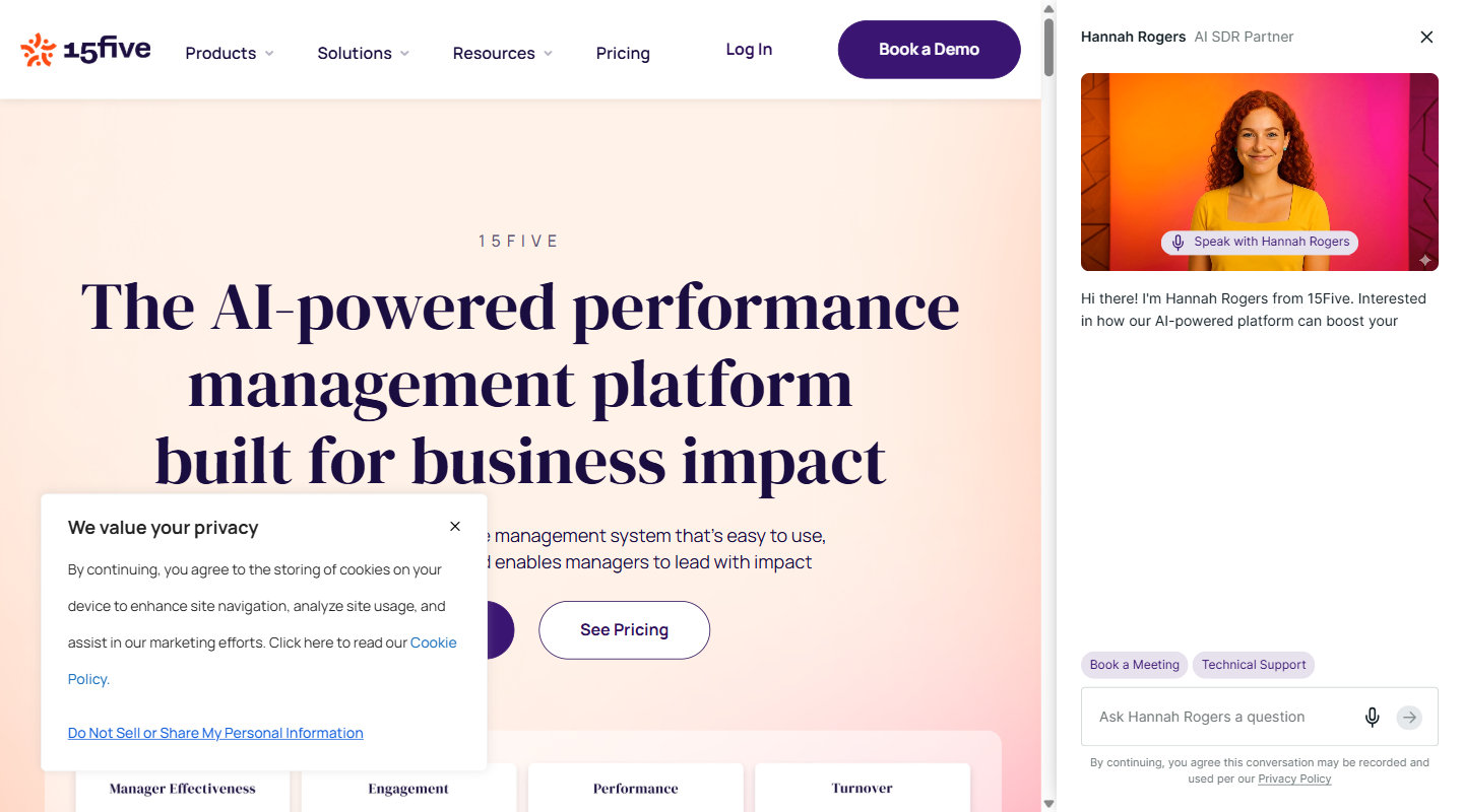 15Five homepage hero section