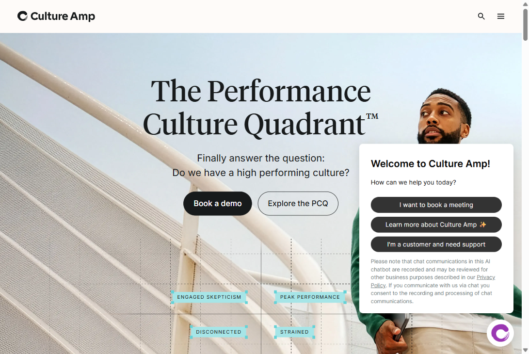 Culture Amp homepage hero section