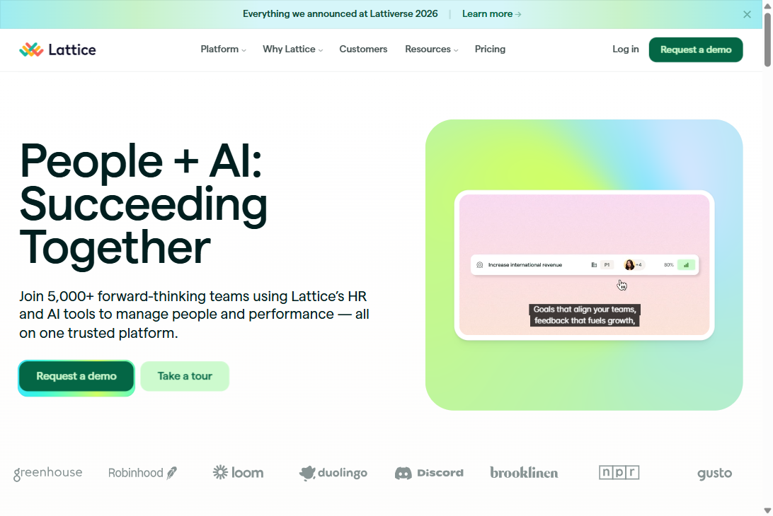 Lattice homepage hero section