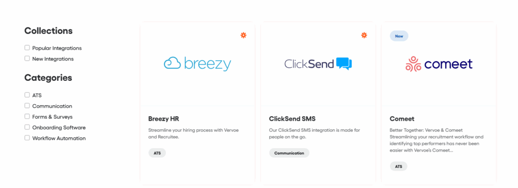 Vervoe Integrations
