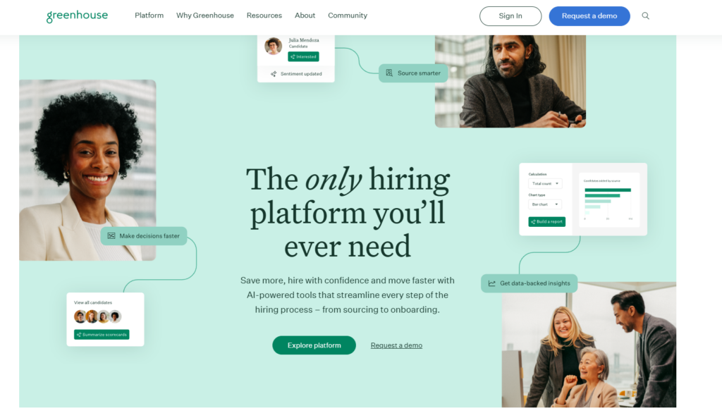 Image of Greenhouse homepage